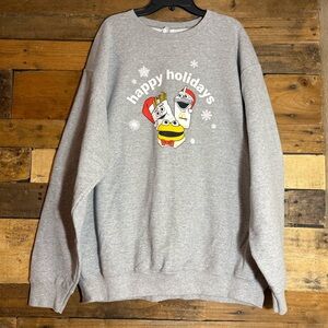 Happy Holidays McDonalds Grey‎ Christmas Sweatshirt Size XL Burger Fries Shake